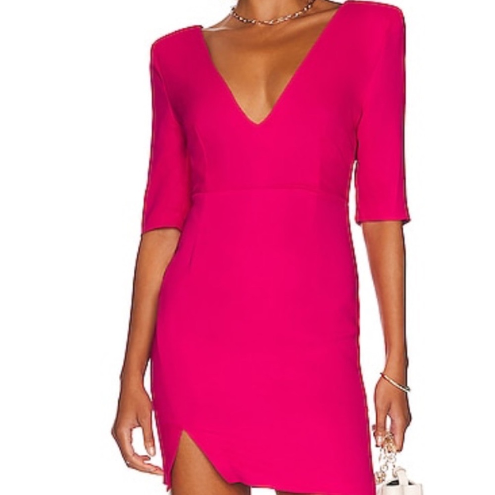 Elegant Pink V-Neck Dress